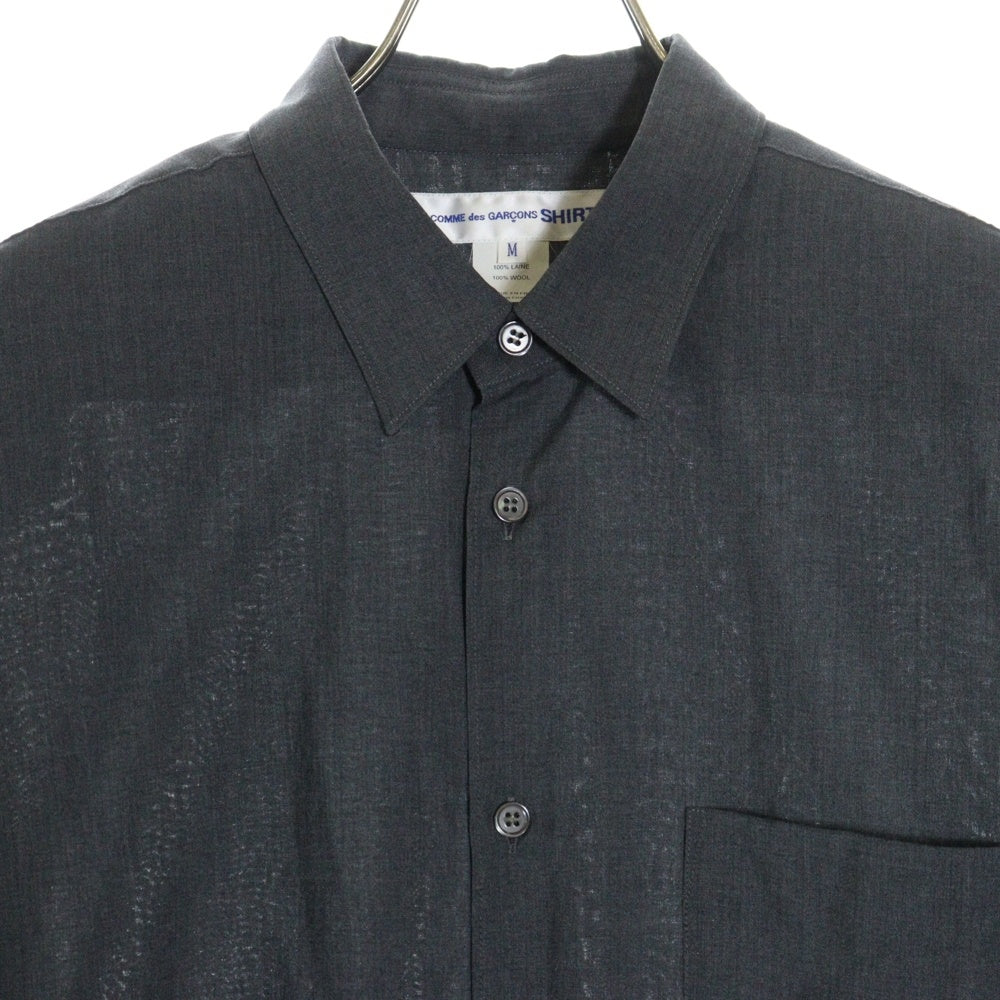 COMME des GARCONS SHIRT(コムデギャルソンシャツ) レギュラーカラー ウール パッチポケット ロングスリーブ 長袖シャツ グレー FZ-B301