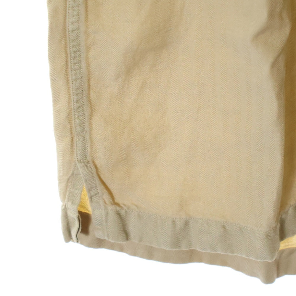 POLO RALPH LAUREN(ポロラルフローレン) 90S VINTAGE CLASSIC FIT OPEN COLLAR SHIRT ヴィンテージ クラッシック フィット オープンカラー リネン ロゴ エンブロイダリー 半袖シャツ ベージュ