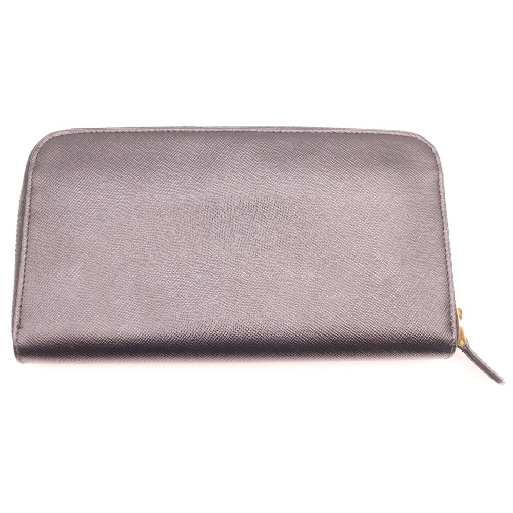 PRADA(プラダ) トライアングルプレート サフィアーノ レザー ラウンドジップ ロング ウォレット 長財布 ブラック 184 1ML506