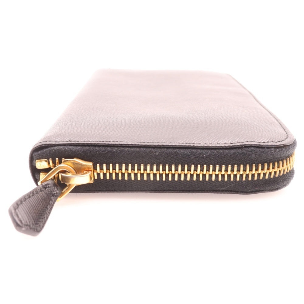 PRADA(プラダ) トライアングルプレート サフィアーノ レザー ラウンドジップ ロング ウォレット 長財布 ブラック 184 1ML506