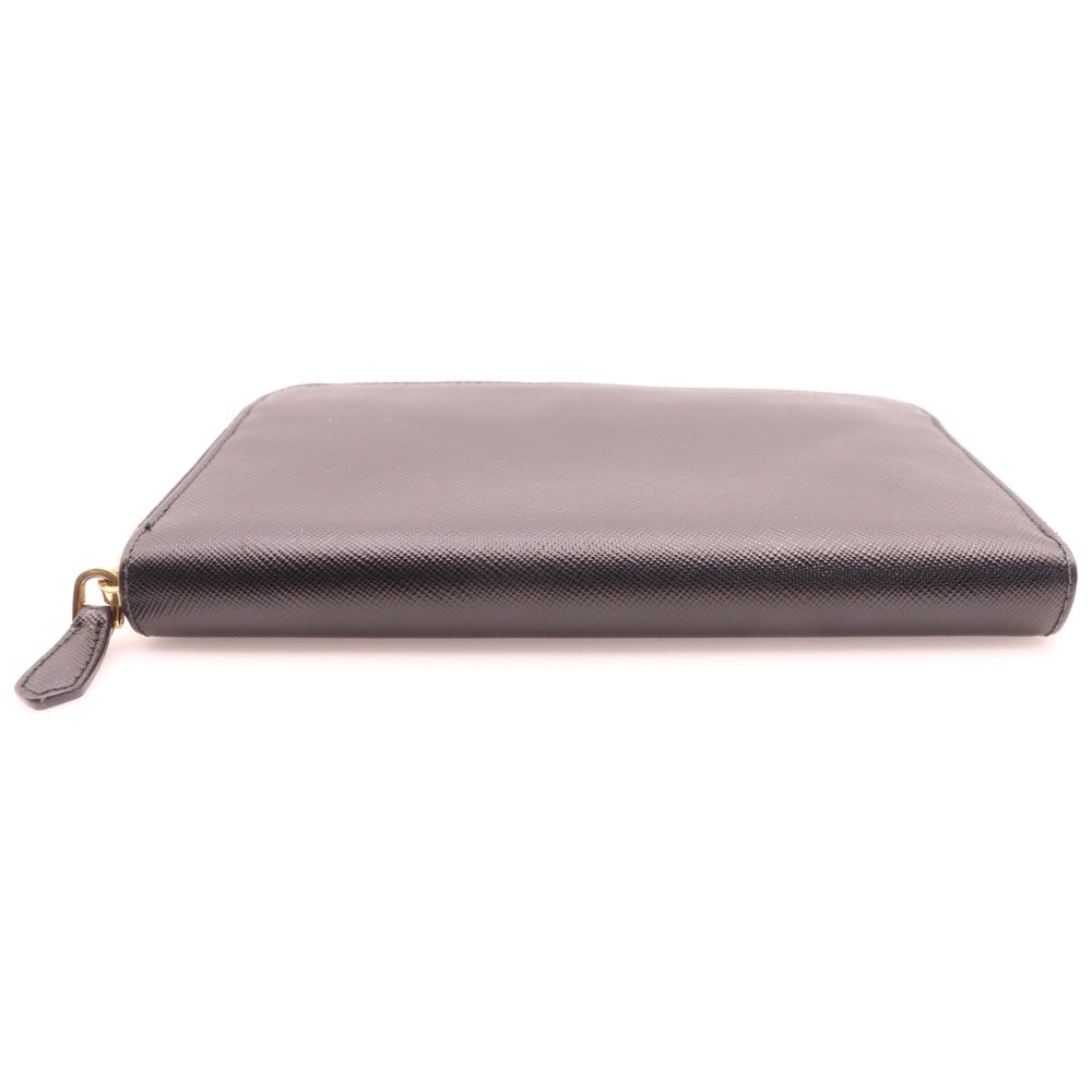PRADA(プラダ) トライアングルプレート サフィアーノ レザー ラウンドジップ ロング ウォレット 長財布 ブラック 184 1ML506