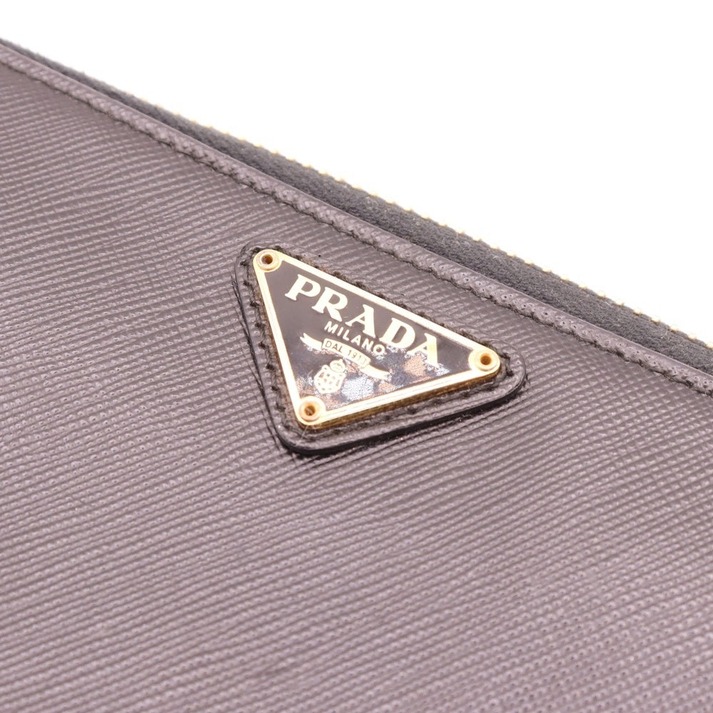 PRADA(プラダ) トライアングルプレート サフィアーノ レザー ラウンドジップ ロング ウォレット 長財布 ブラック 184 1ML506