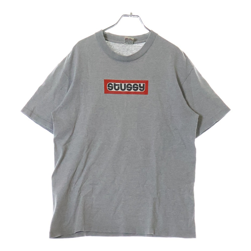 STUSSY(ステューシー) 90S VINTAGE OLD BOX LOGO TEE オールド ボックスロゴ プリントTシャツ 半袖カットソー グレー