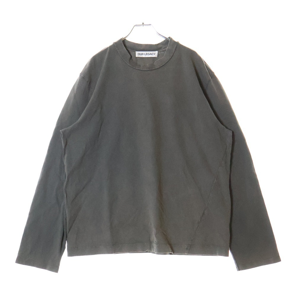 OUR LEGACY(アワーレガシー) 24AW BIG LONGSLEEVE ビッグロングスリーブ ヴィンテージ加工 長袖クルーネックカットソー チャコールグレー W4246BA