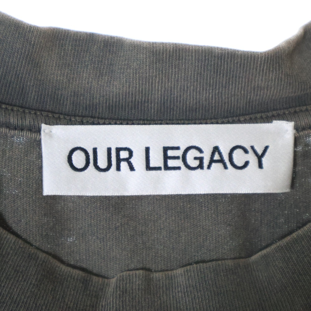OUR LEGACY(アワーレガシー) 24AW BIG LONGSLEEVE ビッグロングスリーブ ヴィンテージ加工 長袖クルーネックカットソー チャコールグレー W4246BA