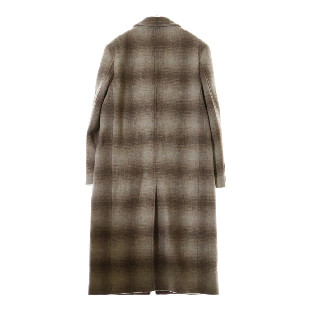 POLO RALPH LAUREN(ポロラルフローレン) PLAID WOOL-BLEND COAT オンブレチェック ウール混ロングコート レディース ブラウン