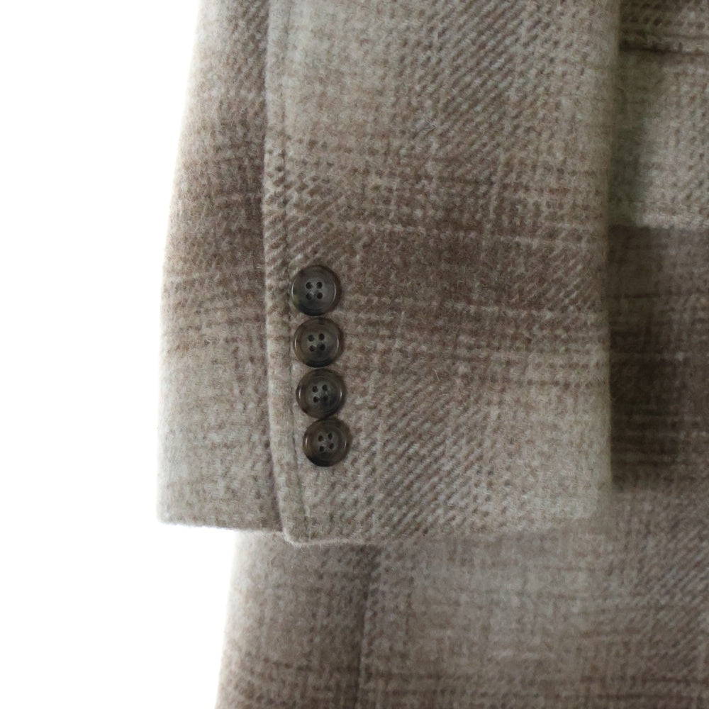POLO RALPH LAUREN(ポロラルフローレン) PLAID WOOL-BLEND COAT オンブレチェック ウール混ロングコート レディース ブラウン