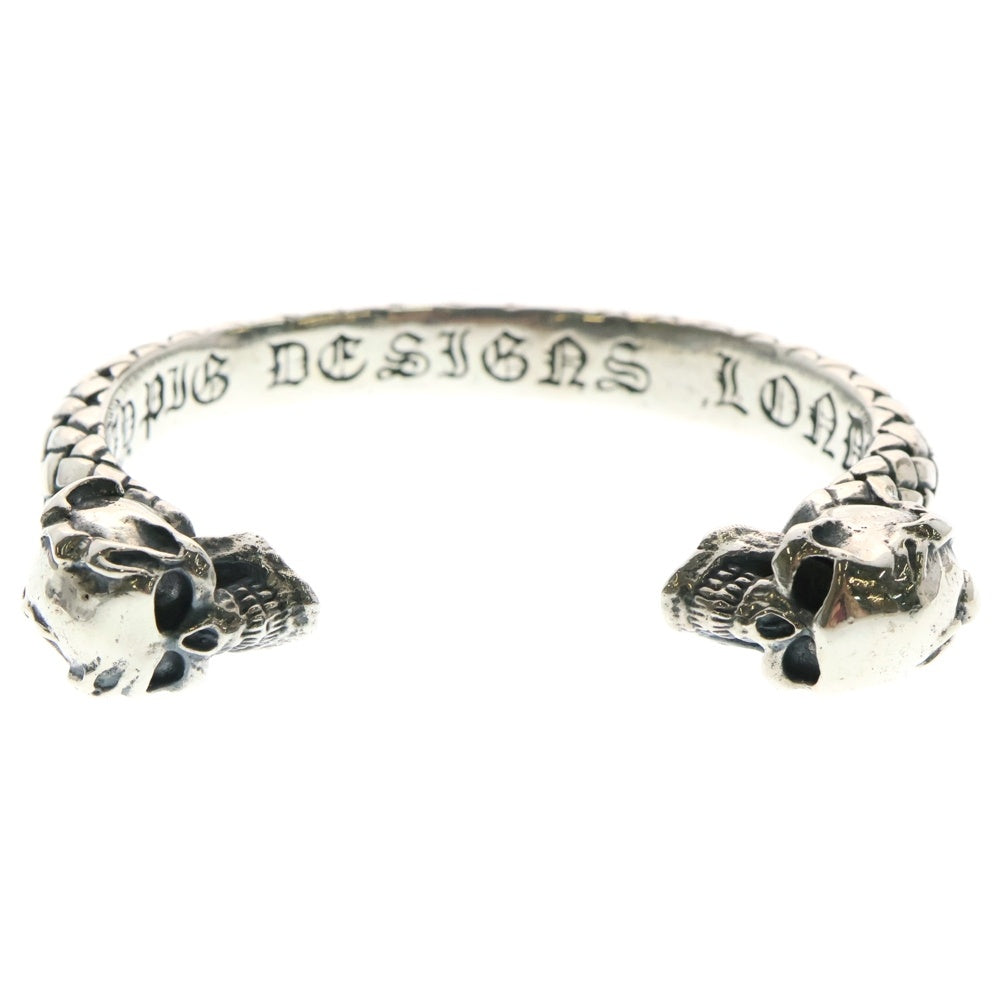 CRAZY PIG(クレイジーピッグ) TWO SKULLS BANGLE BRAIDED トゥースカル バングル ブレイデッド ブレスレット シルバー
