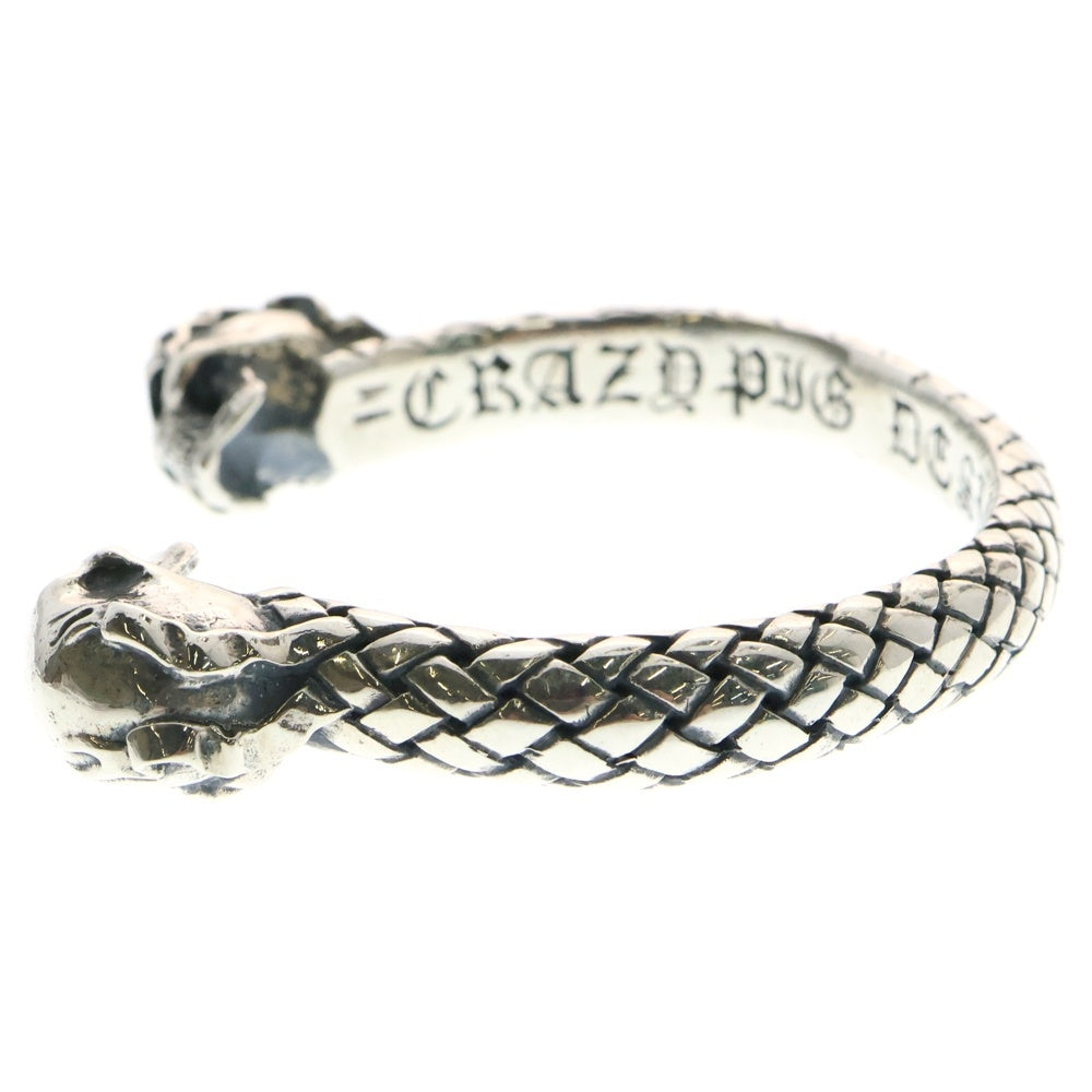CRAZY PIG(クレイジーピッグ) TWO SKULLS BANGLE BRAIDED トゥースカル バングル ブレイデッド ブレスレット シルバー