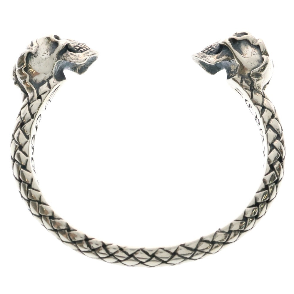 CRAZY PIG(クレイジーピッグ) TWO SKULLS BANGLE BRAIDED トゥースカル バングル ブレイデッド ブレスレット シルバー