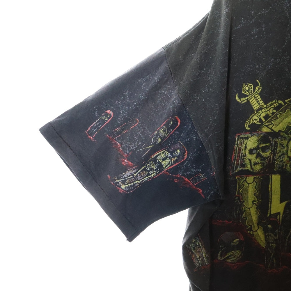VINTAGE(ヴィンテージ) 90S VINTAGE SLAYER 1991 ALL OVER PRINT T-SHIRT WILD OATS ヴィンテージ USA製 スレイヤー 両面総柄 クルーネック コットン 半袖Tシャツ カットソー ブラック