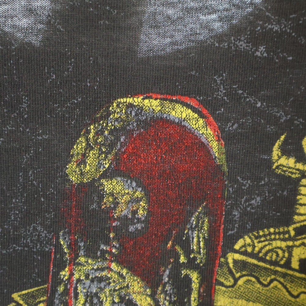 VINTAGE(ヴィンテージ) 90S VINTAGE SLAYER 1991 ALL OVER PRINT T-SHIRT WILD OATS ヴィンテージ USA製 スレイヤー 両面総柄 クルーネック コットン 半袖Tシャツ カットソー ブラック