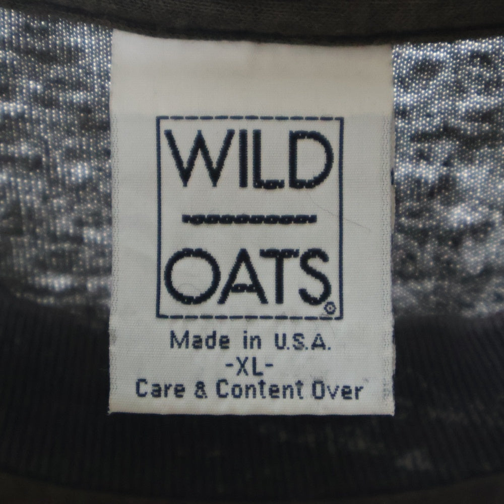 VINTAGE(ヴィンテージ) 90S VINTAGE SLAYER 1991 ALL OVER PRINT T-SHIRT WILD OATS ヴィンテージ USA製 スレイヤー 両面総柄 クルーネック コットン 半袖Tシャツ カットソー ブラック
