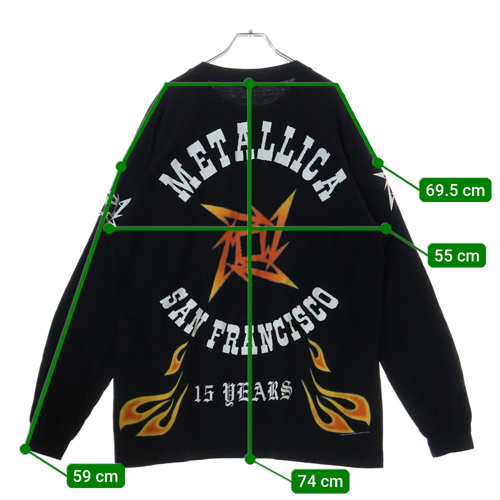 VINTAGE(ヴィンテージ) 90S METALLICA SAN FRANCISCO 15 YEARS LS TEE BASICSS メタリカ サンフランシスコ 15周年記念 両面プリント クルーネック 長袖Tシャツ