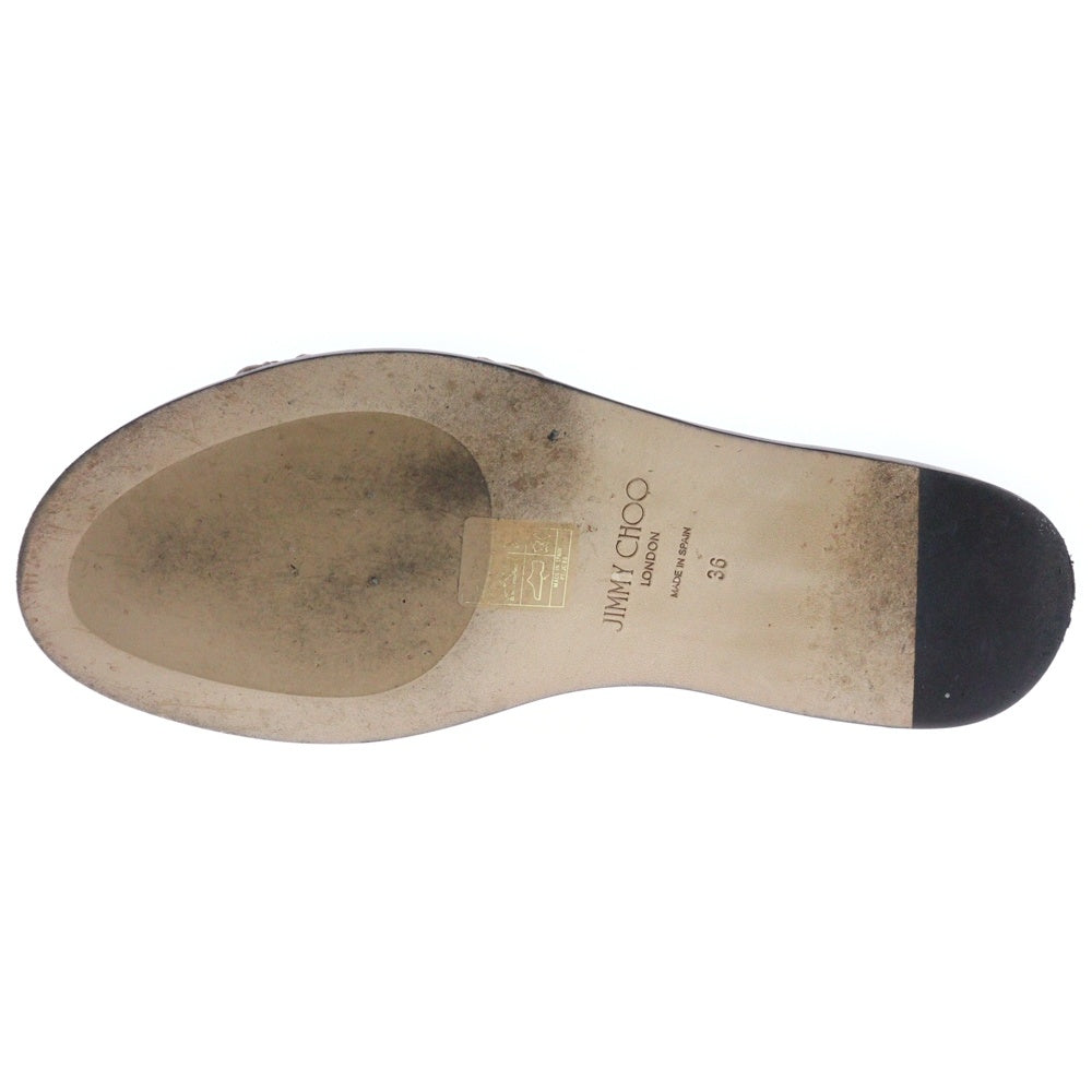 JIMMY CHOO(ジミーチュウ) MINEA FLAT ミーナ フラット ラフィア ローヒール サンダル シューズ ベージュ レディース