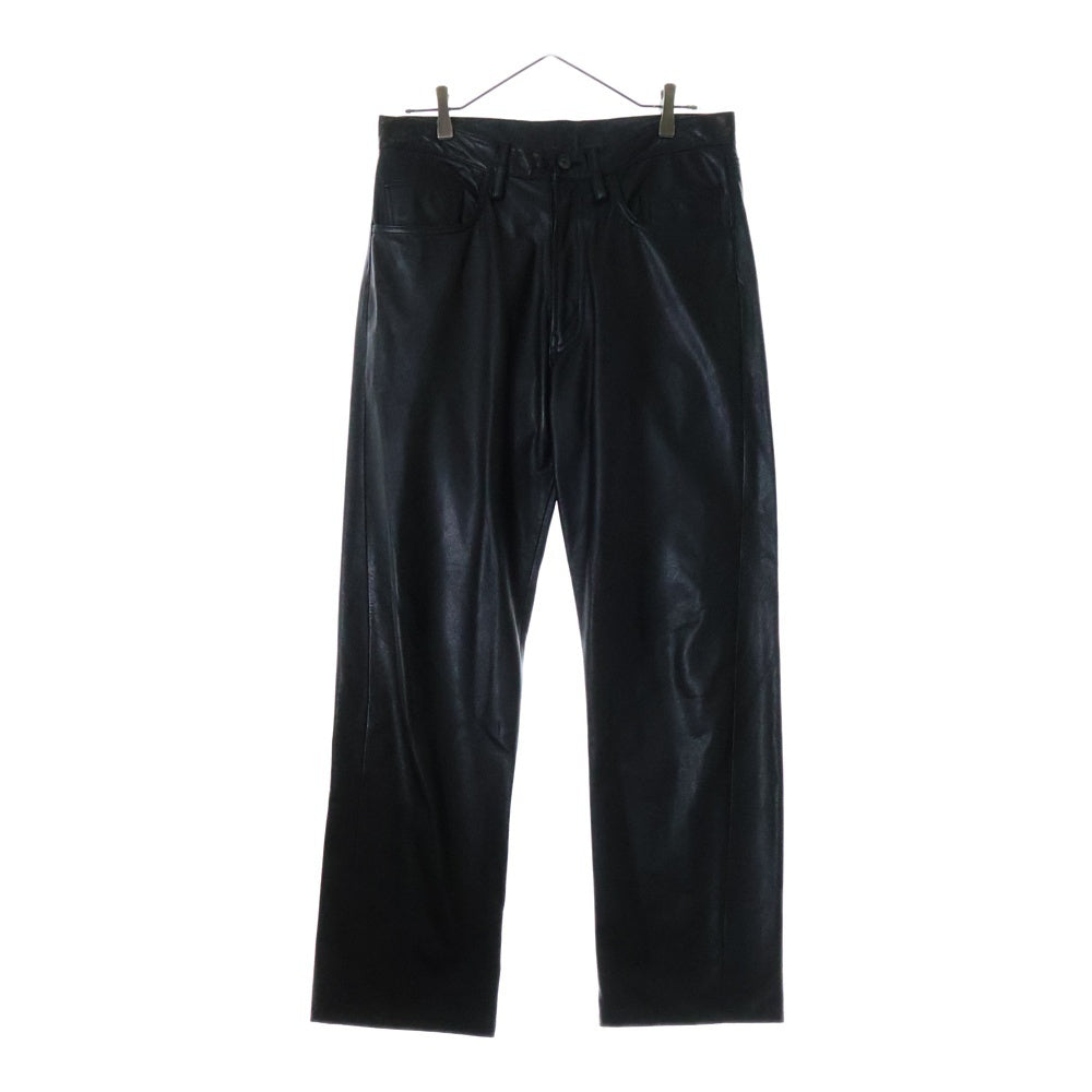 Y's for men(ワイズフォーメン) COW LEATHER カウレザー ジップフライ ストレートパンツ ブラック MT-P13-700