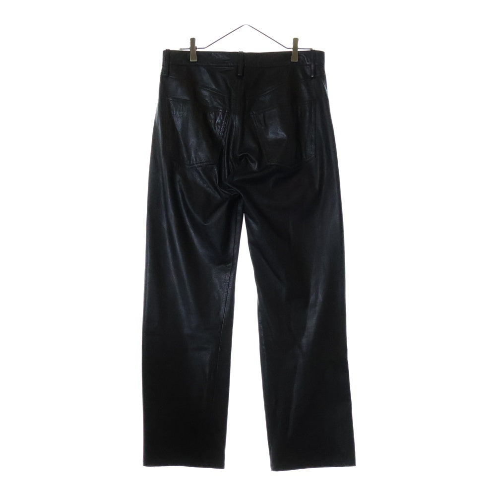 Y's for men(ワイズフォーメン) COW LEATHER カウレザー ジップフライ ストレートパンツ ブラック MT-P13-700