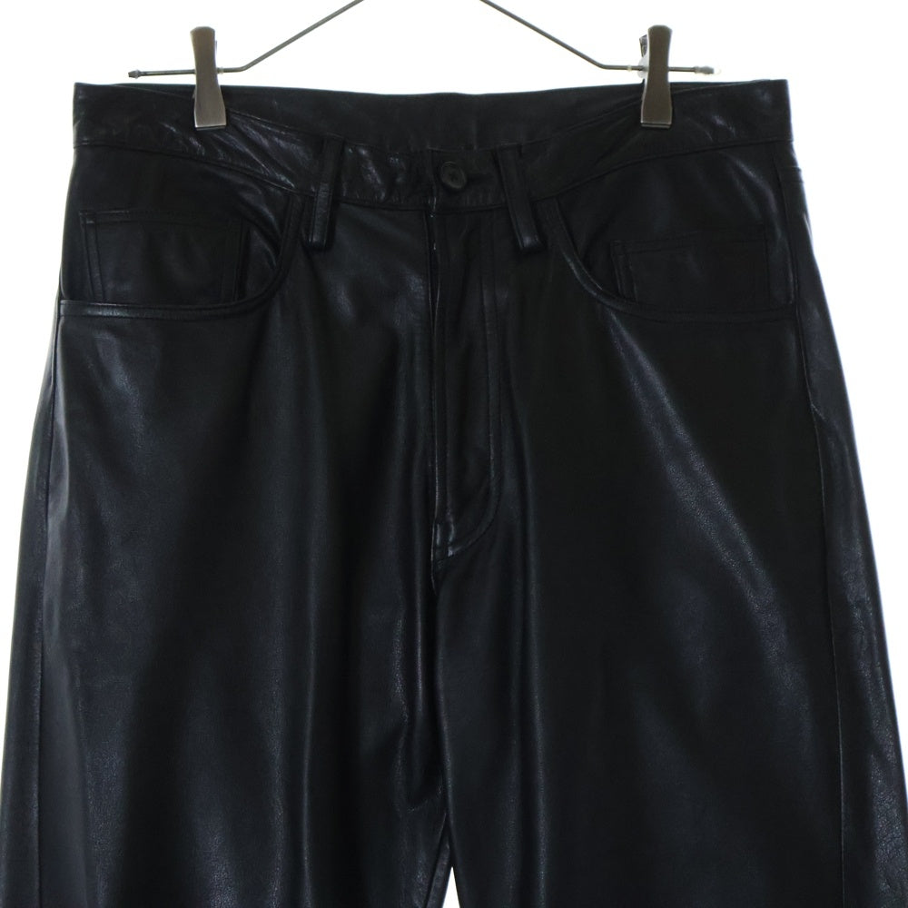 Y's for men(ワイズフォーメン) COW LEATHER カウレザー ジップフライ ストレートパンツ ブラック MT-P13-700
