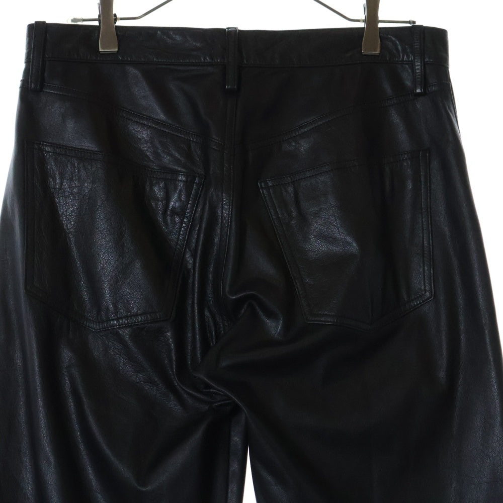 Y's for men(ワイズフォーメン) COW LEATHER カウレザー ジップフライ ストレートパンツ ブラック MT-P13-700
