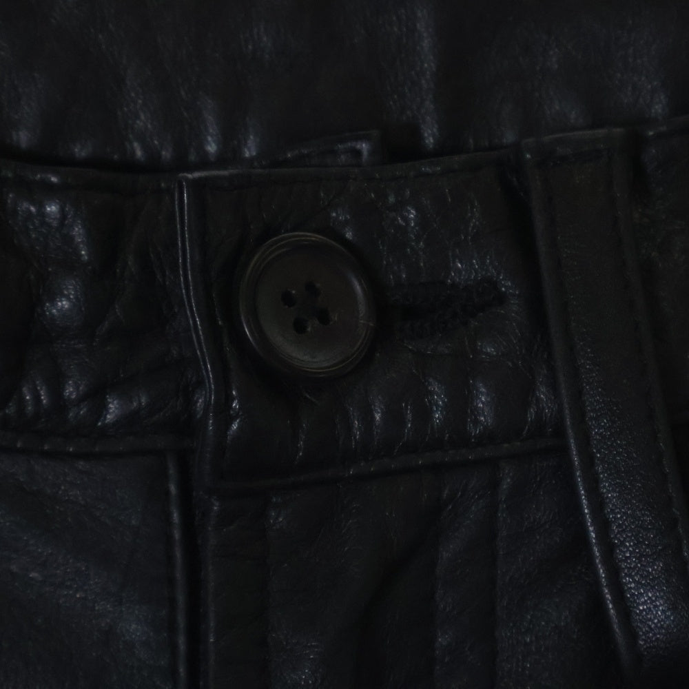 Y's for men(ワイズフォーメン) COW LEATHER カウレザー ジップフライ ストレートパンツ ブラック MT-P13-700