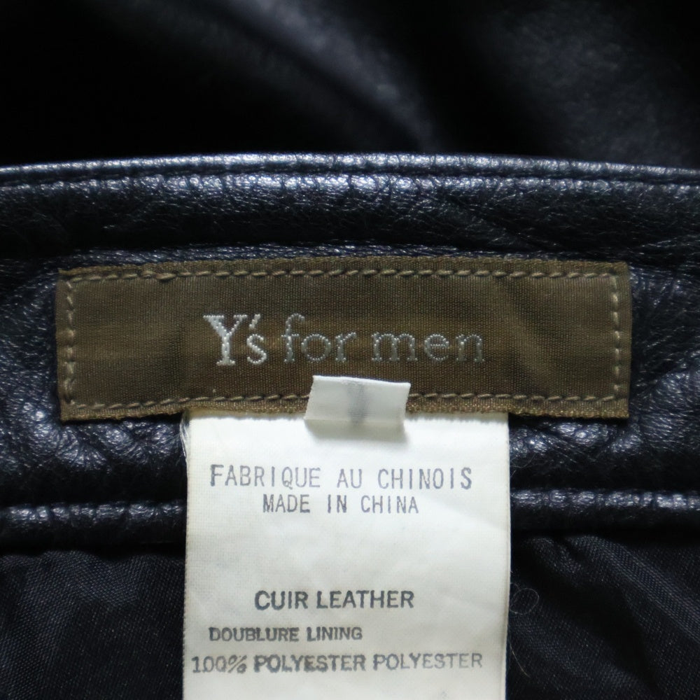 Y's for men(ワイズフォーメン) COW LEATHER カウレザー ジップフライ ストレートパンツ ブラック MT-P13-700