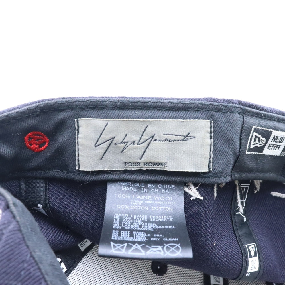 Yohji Yamamoto POUR HOMME(ヨウジヤマモト プールオム) ×NER ERA 59FIFTY バックサインロゴプリント キャップ 帽子 ネイビー