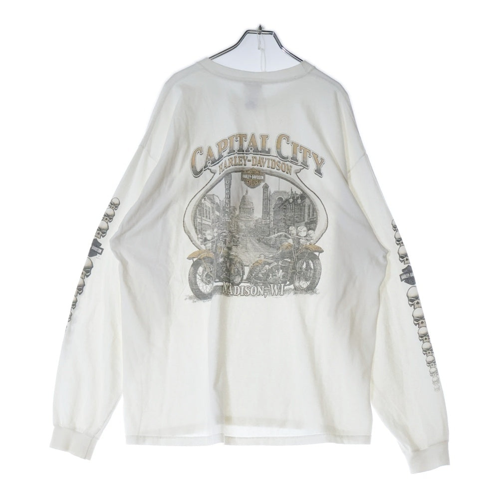 VINTAGE(ヴィンテージ) 00S VINTAGE HARLEY DAVIDSON CAPITAL CITY L/S TEE ヴィンテージ ハーレーダビッドソン キャピタル シティー クルーネック 長袖Tシャツ カットソー ホワイト