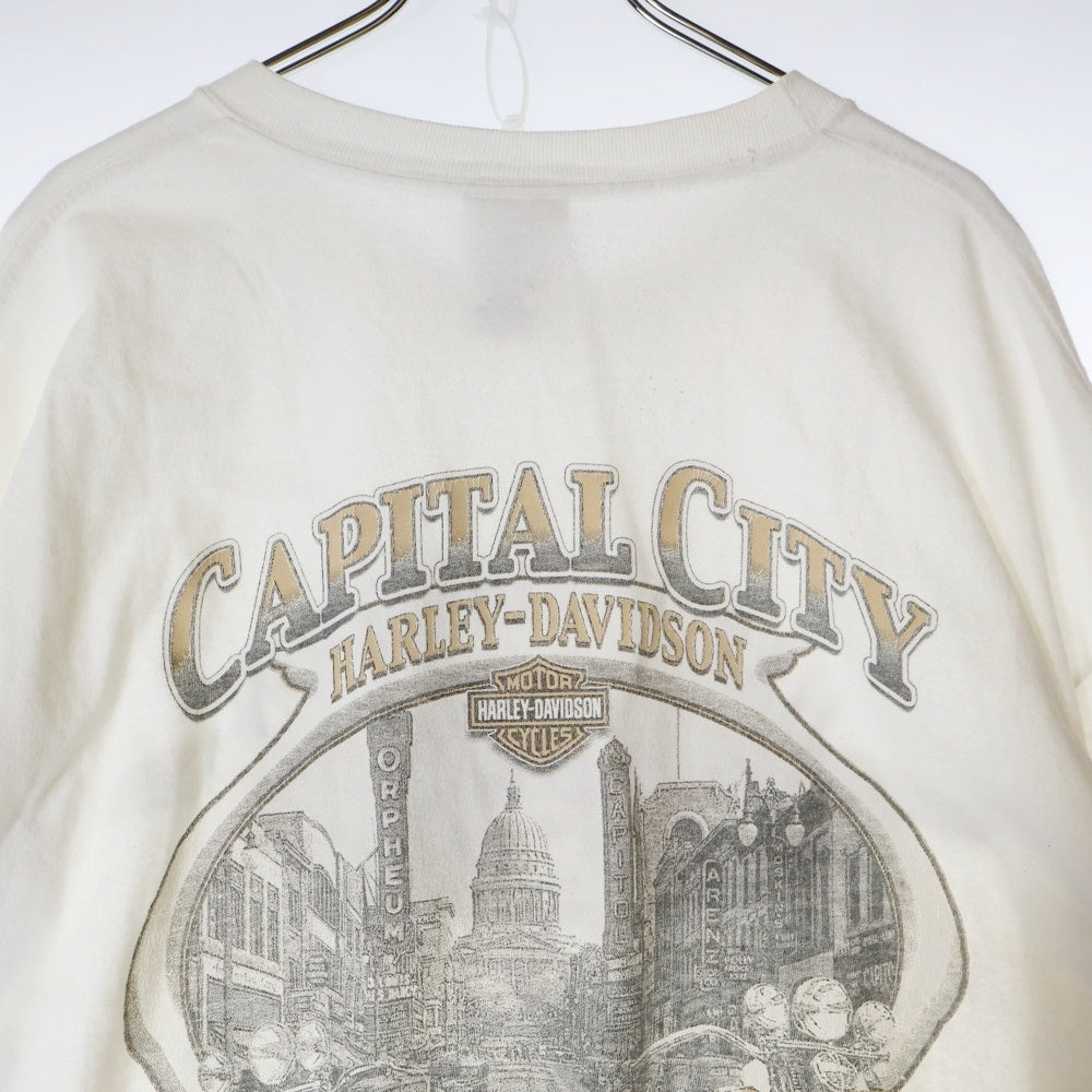 VINTAGE(ヴィンテージ) 00S VINTAGE HARLEY DAVIDSON CAPITAL CITY L/S TEE ヴィンテージ ハーレーダビッドソン キャピタル シティー クルーネック 長袖Tシャツ カットソー ホワイト