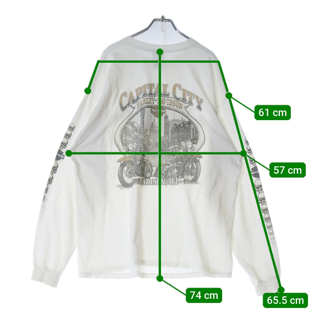 VINTAGE(ヴィンテージ) 00S VINTAGE HARLEY DAVIDSON CAPITAL CITY L/S TEE ヴィンテージ ハーレーダビッドソン キャピタル シティー クルーネック 長袖Tシャツ カットソー ホワイト