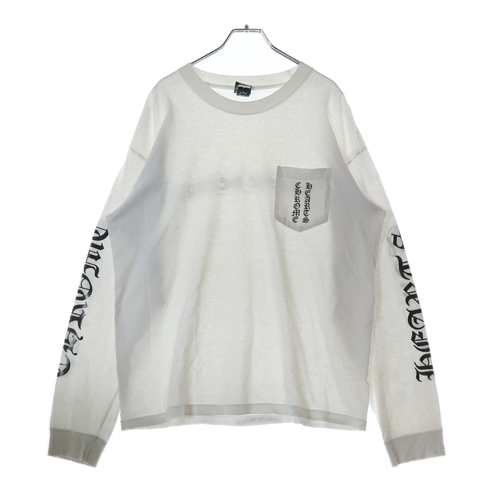 CHROME HEARTS(クロムハーツ) OLD SCROLL LABEL LOGO L/S TEE オールドモデル スクロールラベル ロゴプリント クルーネック 長袖Tシャツ カットソー ホワイト