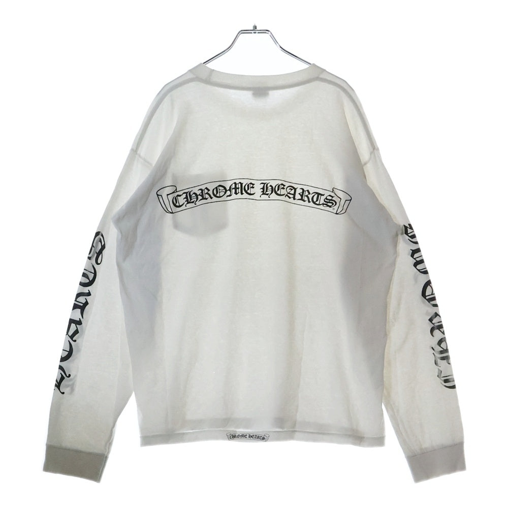 CHROME HEARTS(クロムハーツ) OLD SCROLL LABEL LOGO L/S TEE オールドモデル スクロールラベル ロゴプリント クルーネック 長袖Tシャツ カットソー ホワイト