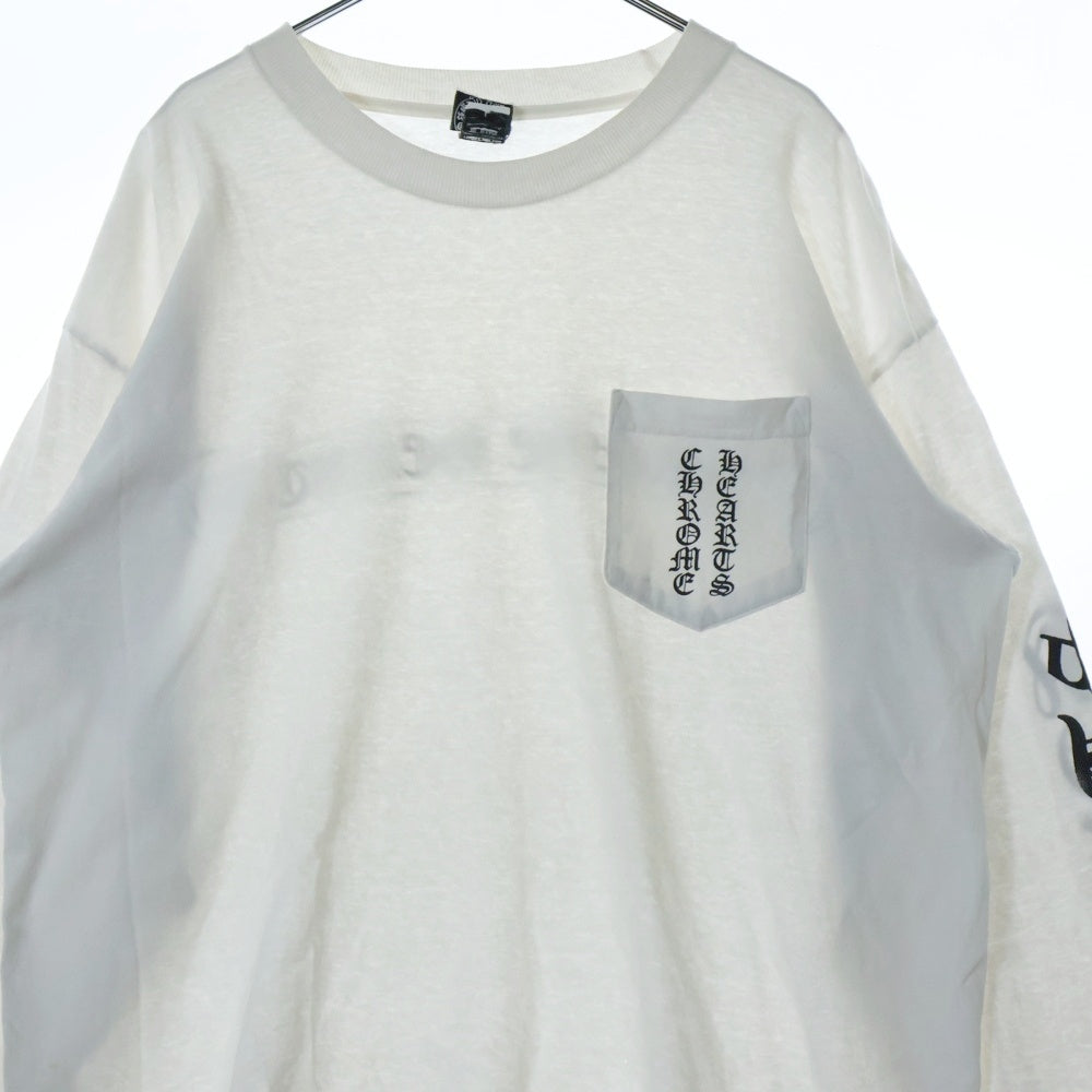 CHROME HEARTS(クロムハーツ) OLD SCROLL LABEL LOGO L/S TEE オールドモデル スクロールラベル ロゴプリント クルーネック 長袖Tシャツ カットソー ホワイト