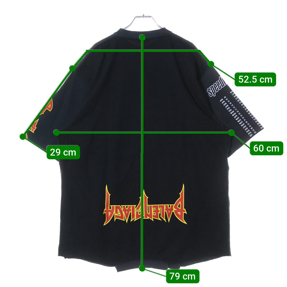BALENCIAGA(バレンシアガ) 22SS SPEED HUNTER スピード ハンター 再構築 両面プリント ダメージ加工 クルーネック カットソー ドッキング 半袖Tシャツ ブラック 698811 TMVC9