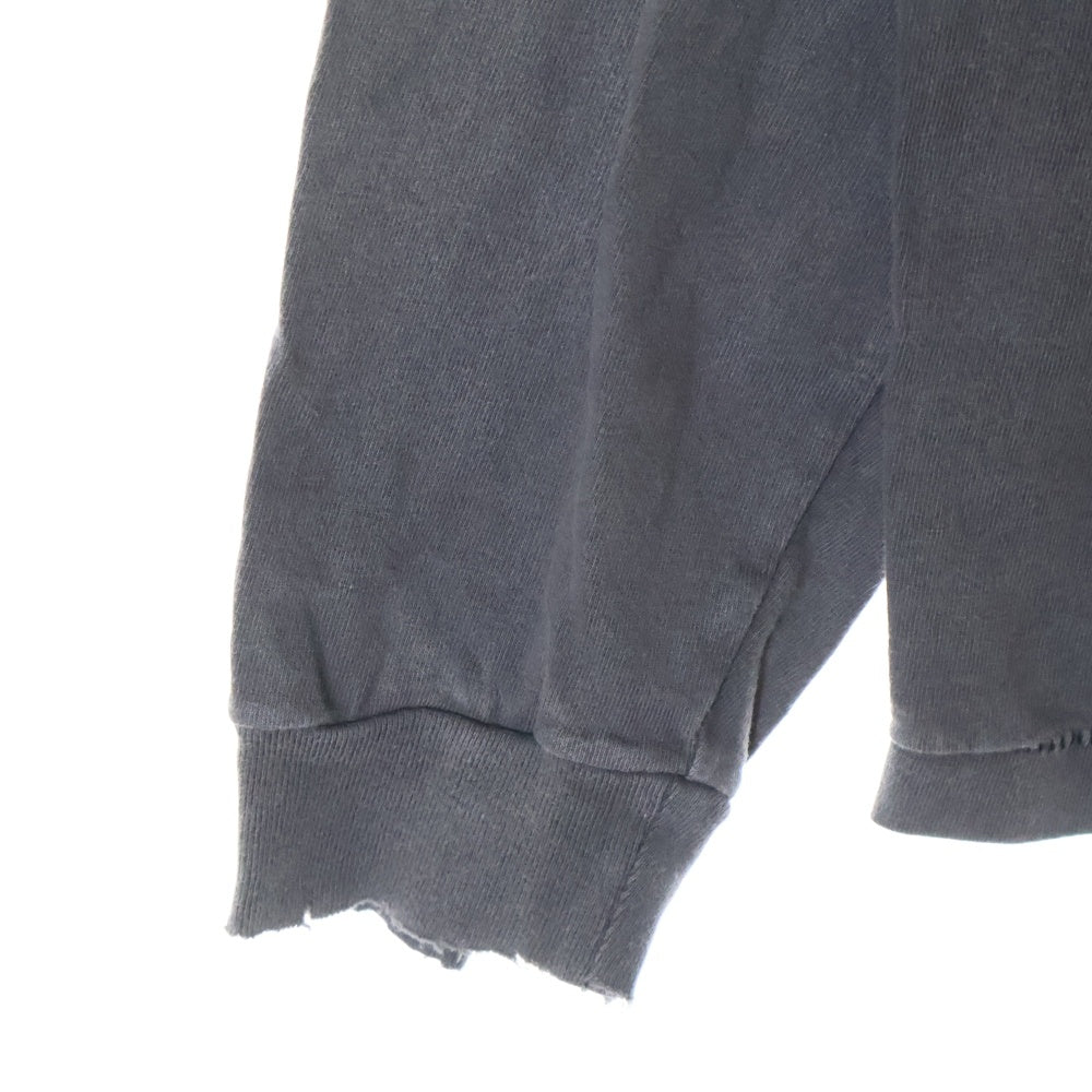 SAINT MICHAEL(セントマイケル) 22AW SIN LS TEE 両面プリント ダメージ加工 クルーネック カットソー 長袖Tシャツ ブラック SM-A22-0000-012