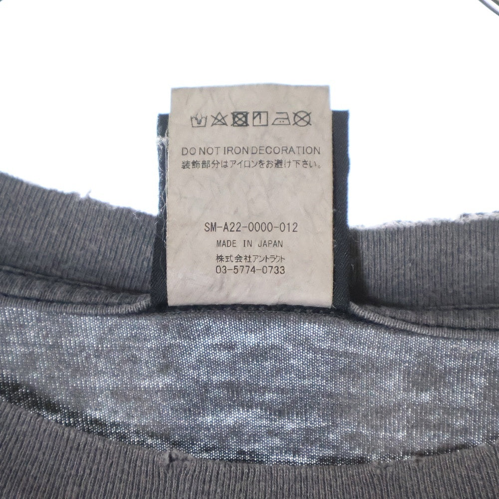 SAINT MICHAEL(セントマイケル) 22AW SIN LS TEE 両面プリント ダメージ加工 クルーネック カットソー 長袖Tシャツ ブラック SM-A22-0000-012