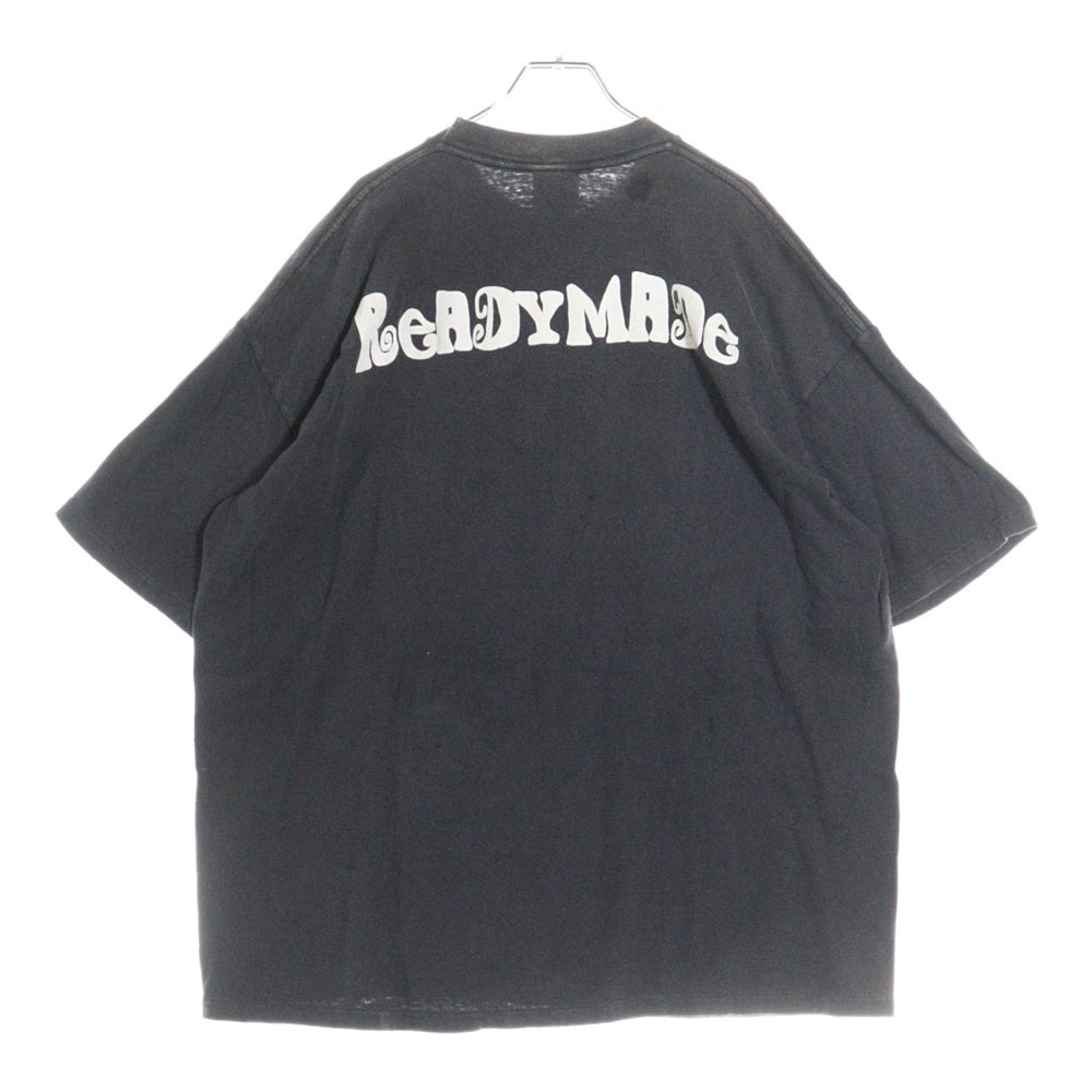 READY MADE(レディメイド) 24SS T-SHIRT PEACE ピース 両面プリント ダメージ加工 クルーネック カットソー 半袖Tシャツ ブラック RE-CO-BK-00-00-280