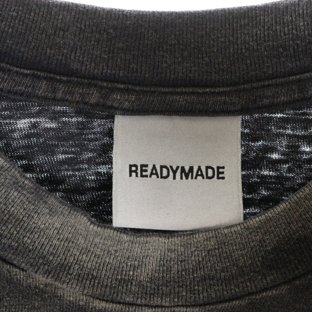 READY MADE(レディメイド) 24SS T-SHIRT PEACE ピース 両面プリント ダメージ加工 クルーネック カットソー 半袖Tシャツ ブラック RE-CO-BK-00-00-280