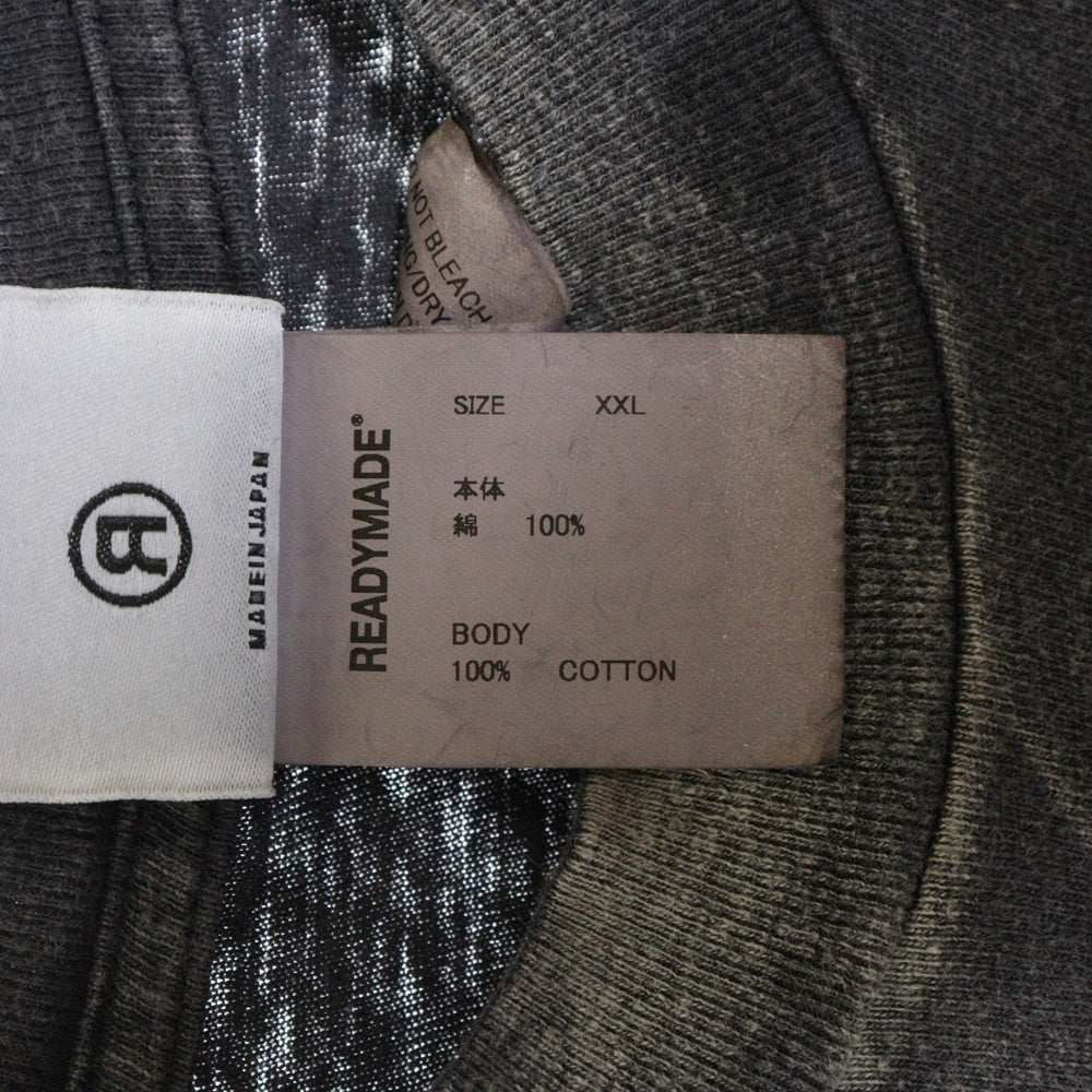 READY MADE(レディメイド) 24SS T-SHIRT PEACE ピース 両面プリント ダメージ加工 クルーネック カットソー 半袖Tシャツ ブラック RE-CO-BK-00-00-280