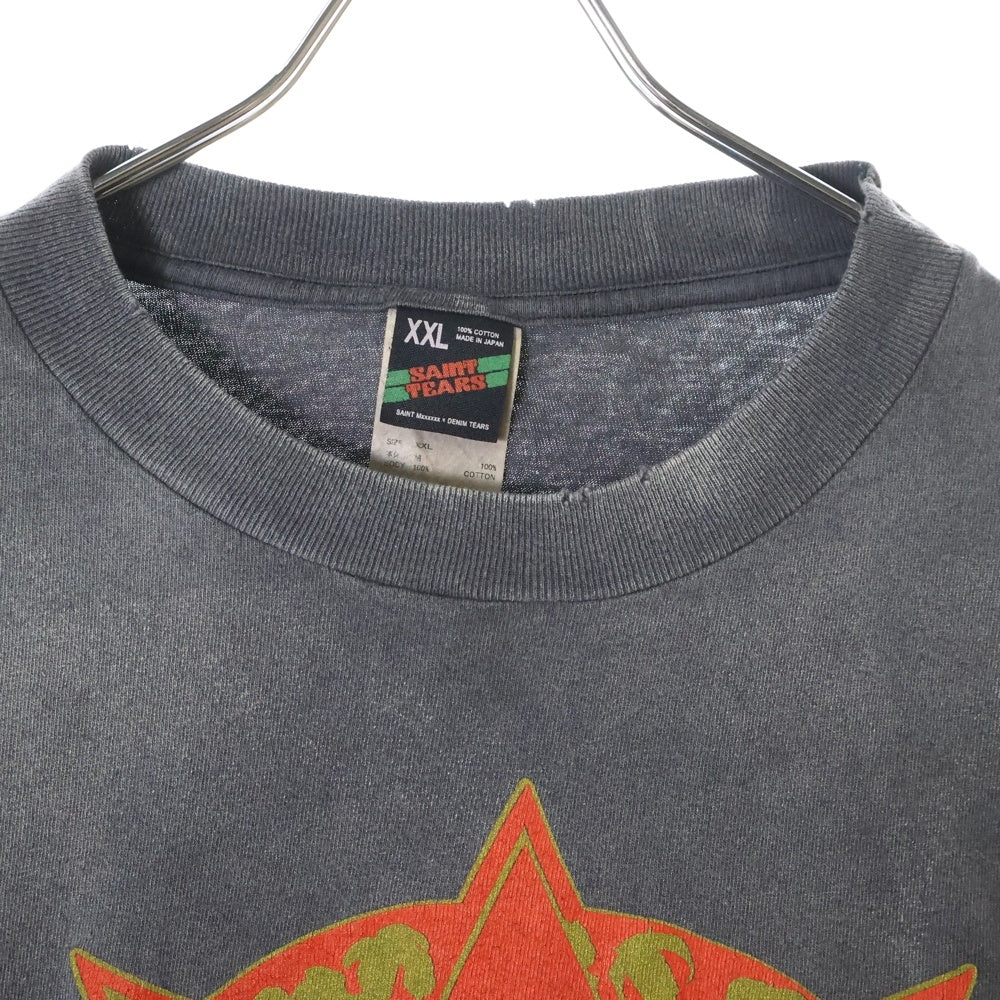 SAINT MICHAEL(セントマイケル) 24AW ×DENIM TEARS TEE ST TEARS デニムティアーズ 両面プリント クルーネック カットソー 半袖Tシャツ ブラック