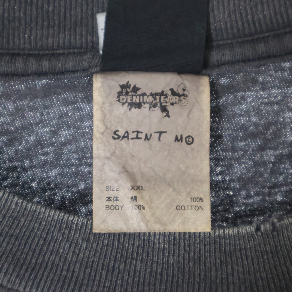 SAINT MICHAEL(セントマイケル) 24AW ×DENIM TEARS TEE ST TEARS デニムティアーズ 両面プリント クルーネック カットソー 半袖Tシャツ ブラック