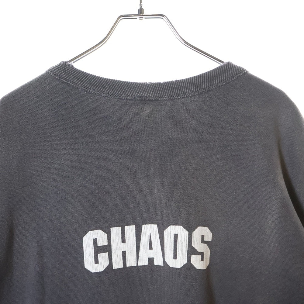 SAINT MICHAEL(セントマイケル) 24AW CREW SWT CHAOS カオス 両面プリント ダメージ加工 クルーネック スウェット トレーナー ブラック SM-YS1-0000-034