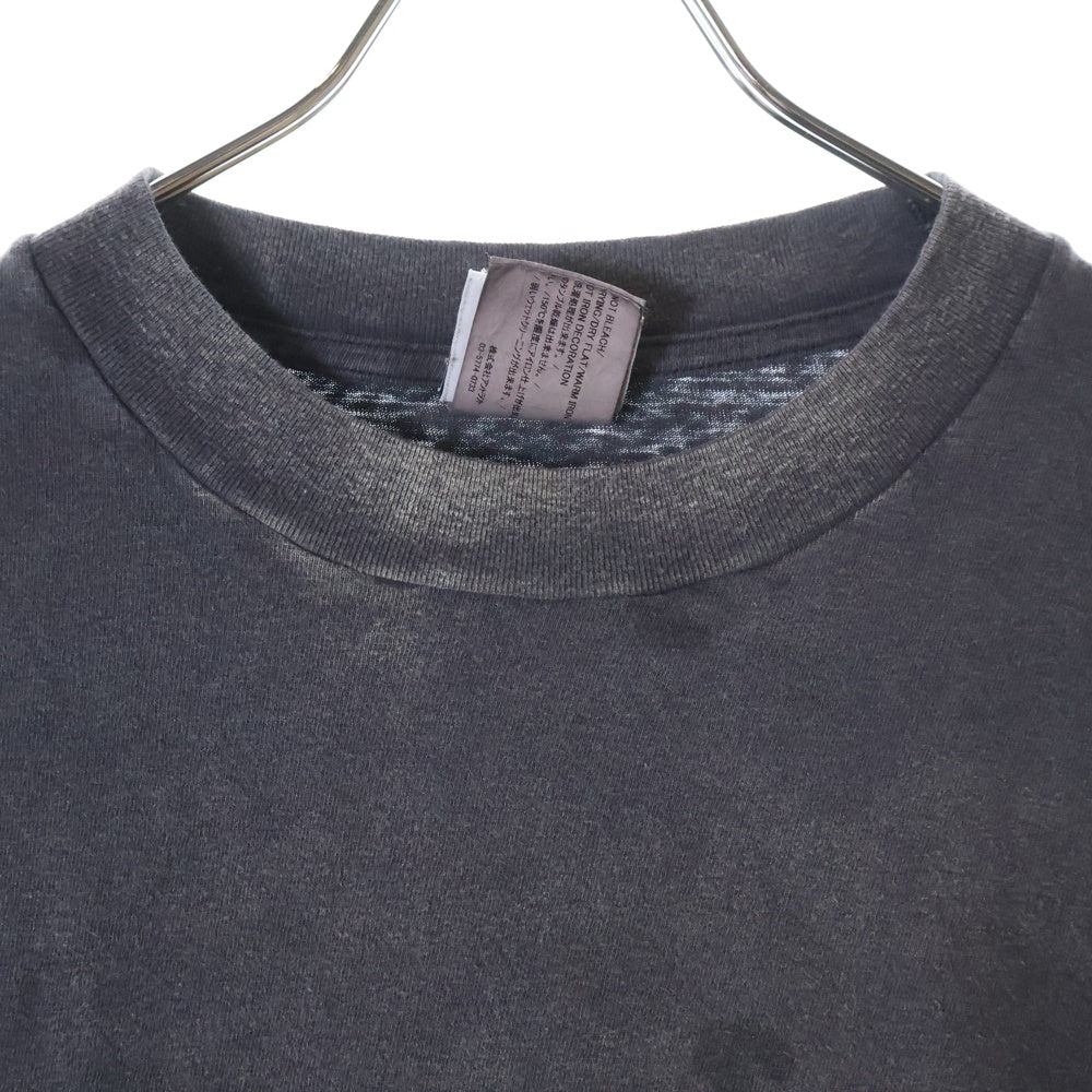READY MADE(レディメイド) 24SS LS T DESTRUCTION デストラクション 両面プリント ダメージ加工 クルーネック カットソー 長袖Tシャツ ブラック RE-CO-BK-00-00-283