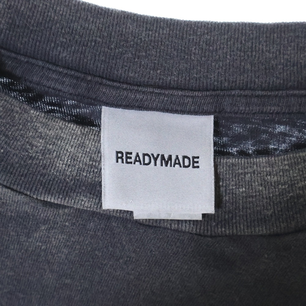 READY MADE(レディメイド) 24SS LS T DESTRUCTION デストラクション 両面プリント ダメージ加工 クルーネック カットソー 長袖Tシャツ ブラック RE-CO-BK-00-00-283