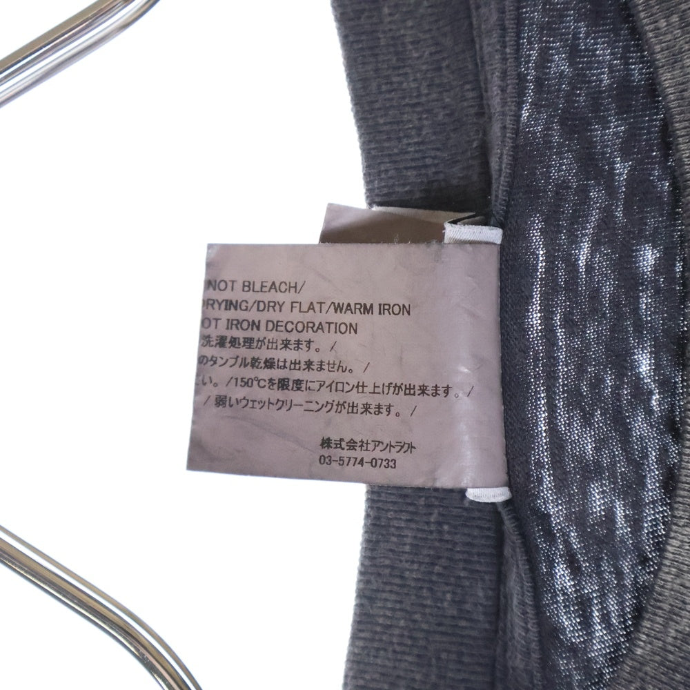 READY MADE(レディメイド) 24SS LS T DESTRUCTION デストラクション 両面プリント ダメージ加工 クルーネック カットソー 長袖Tシャツ ブラック RE-CO-BK-00-00-283