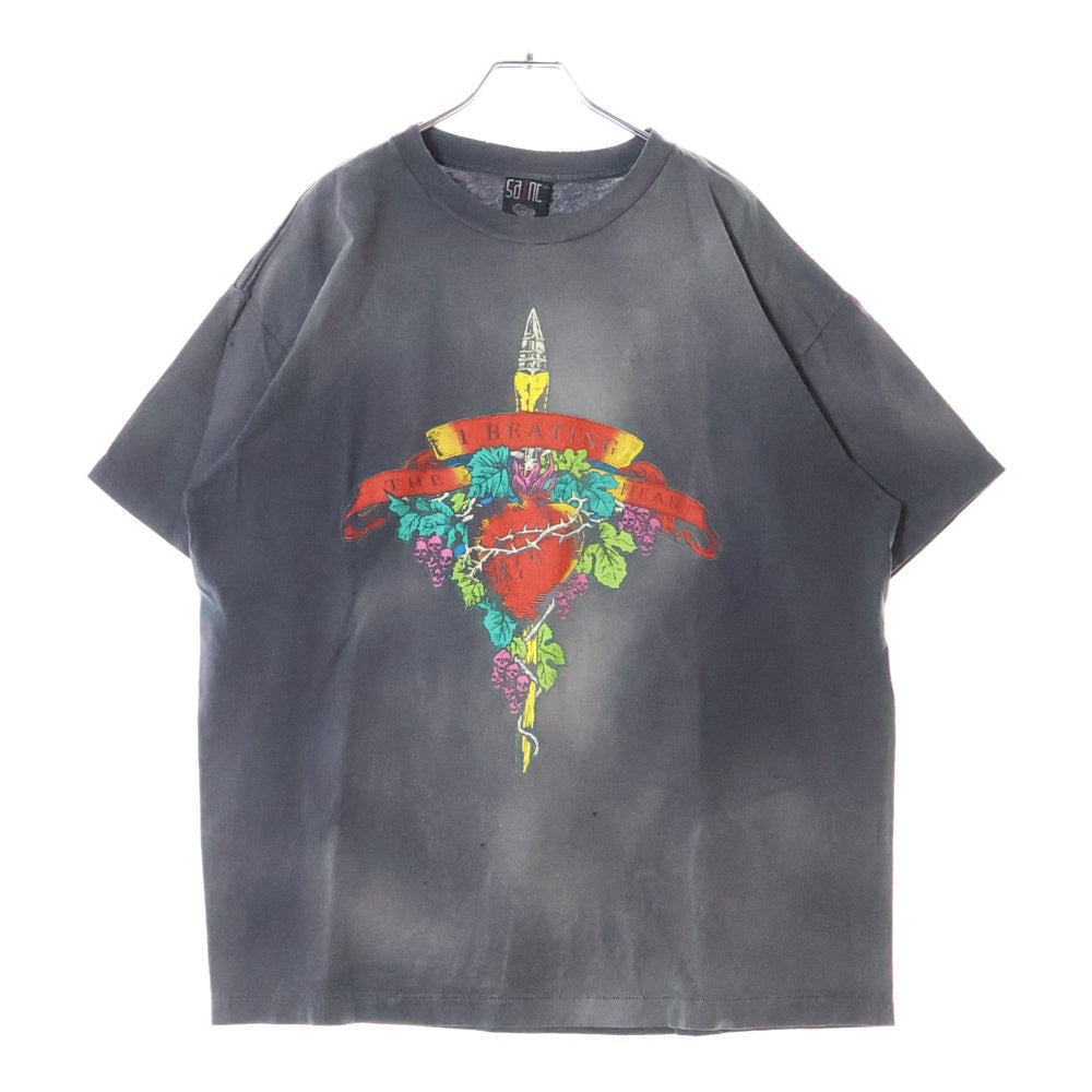SAINT MICHAEL(セントマイケル) 24SS ×LASTMAN LM BEATING ラストマン ビーティング 両面プリント ダメージ加工 クルーネック カットソー 半袖Tシャツ ブラック SM-YS8-0000-C44