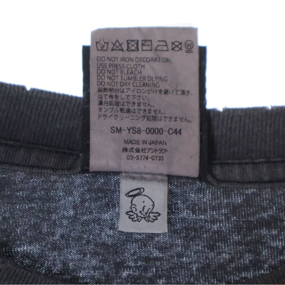 SAINT MICHAEL(セントマイケル) 24SS ×LASTMAN LM BEATING ラストマン ビーティング 両面プリント ダメージ加工 クルーネック カットソー 半袖Tシャツ ブラック SM-YS8-0000-C44