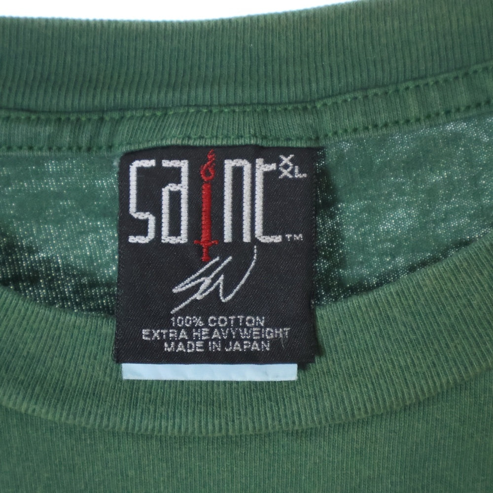 SAINT MICHAEL(セントマイケル) 24SS TEE SAINT CLAN セイント クラン クルーネック カットソー 半袖Tシャツ グリーン SM-YS8-0000-C16