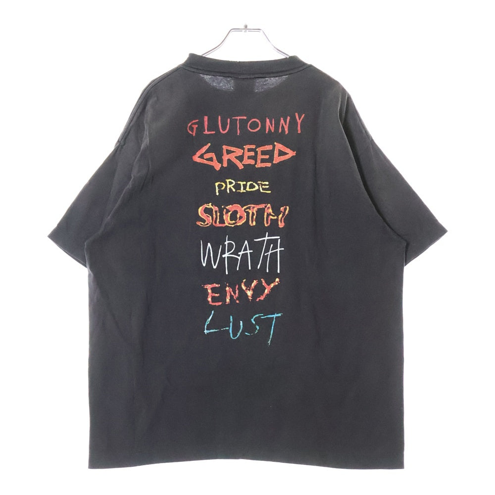 SAINT MICHAEL(セントマイケル) 24AW SEVEN DEADLY SS TEE セブン デッドリー 両面プリント ダメージ加工 クルーネック カットソー 半袖Tシャツ ブラック SM-YS1-0000-003