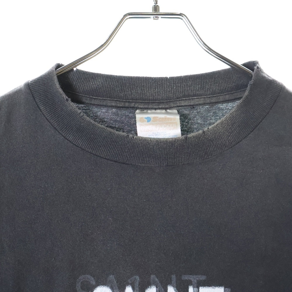 SAINT MICHAEL(セントマイケル) 24AW SEVEN DEADLY SS TEE セブン デッドリー 両面プリント ダメージ加工 クルーネック カットソー 半袖Tシャツ ブラック SM-YS1-0000-003