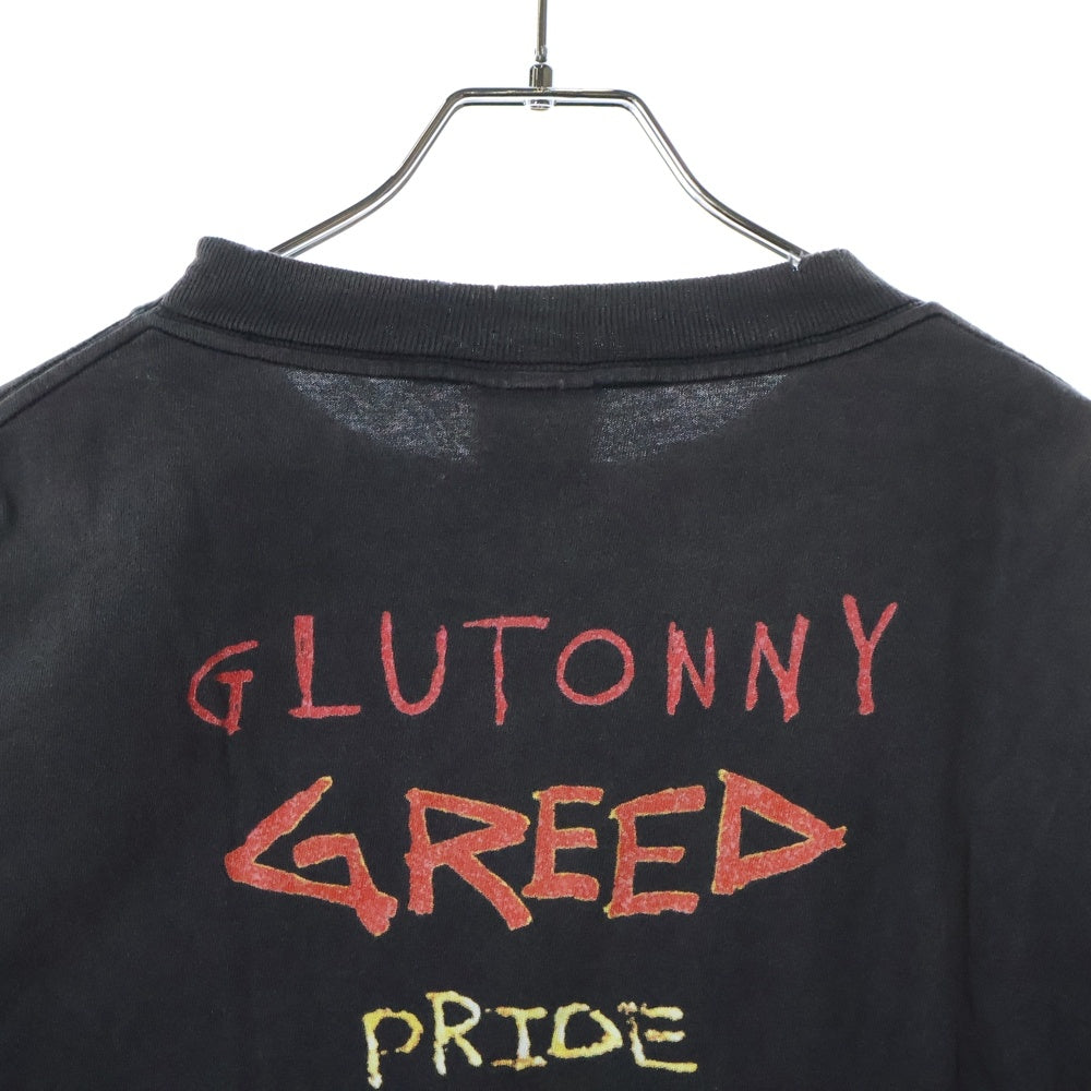 SAINT MICHAEL(セントマイケル) 24AW SEVEN DEADLY SS TEE セブン デッドリー 両面プリント ダメージ加工 クルーネック カットソー 半袖Tシャツ ブラック SM-YS1-0000-003